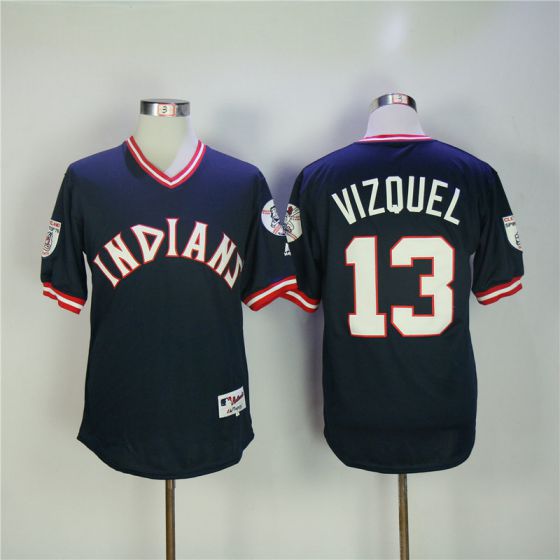 Men Cleveland Indians #13 Vizquel Blue MLB Jerseys->cleveland indians->MLB Jersey